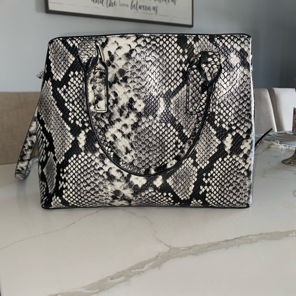 Aldo Faux Snake Skin Handbag with Pink Accents